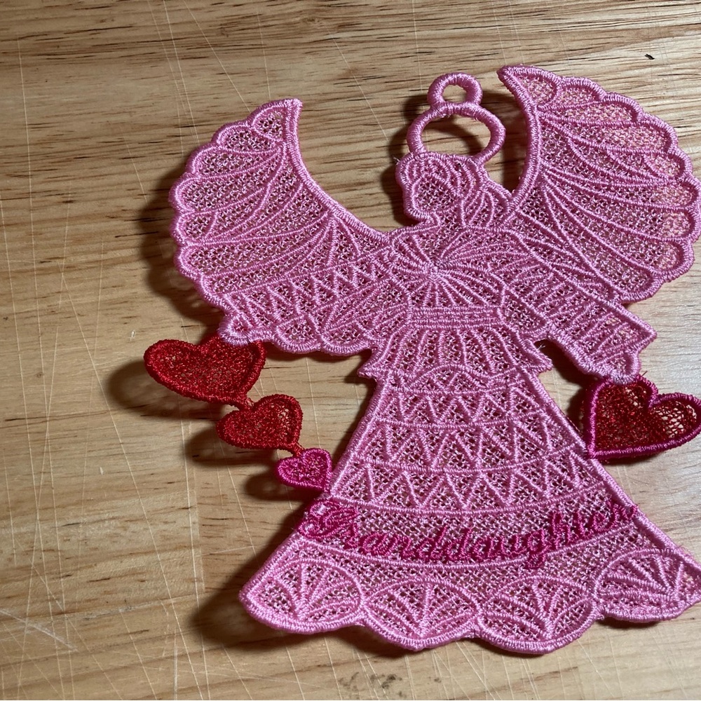 Granddaughter Machine Embroidered Angel Ornament